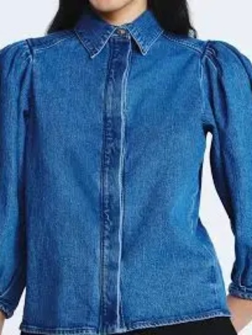 Trending
Scoop Women’s Denim Shirt with 3/4 Length Puff Sleeves, Large - Picture 3 of 11